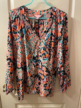 Lilly Pulitzer silk XL blouse top, 100 % silk